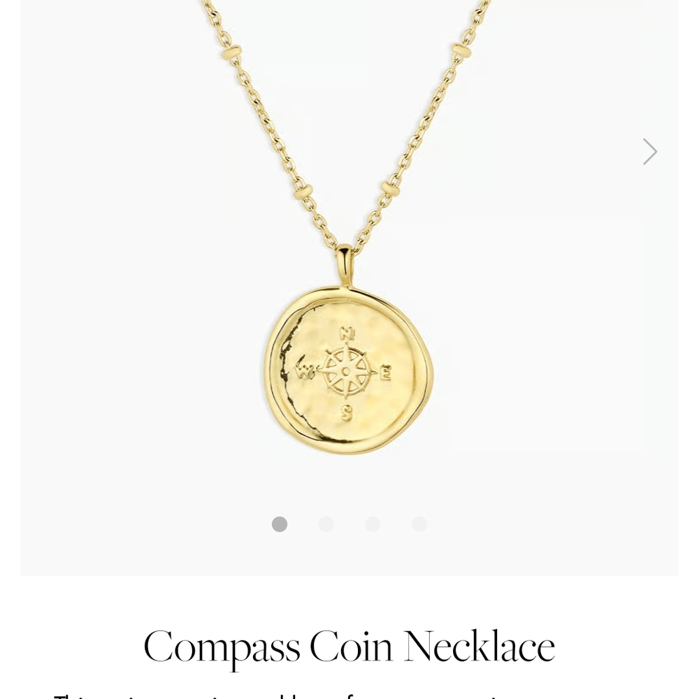 Gold Compass Coin Necklace